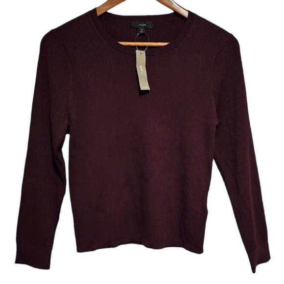 J.Crew Supersculpt Ribbed Sweater T-Shirt Midnight Burgundy Womens Size small - Picture 4 of 9